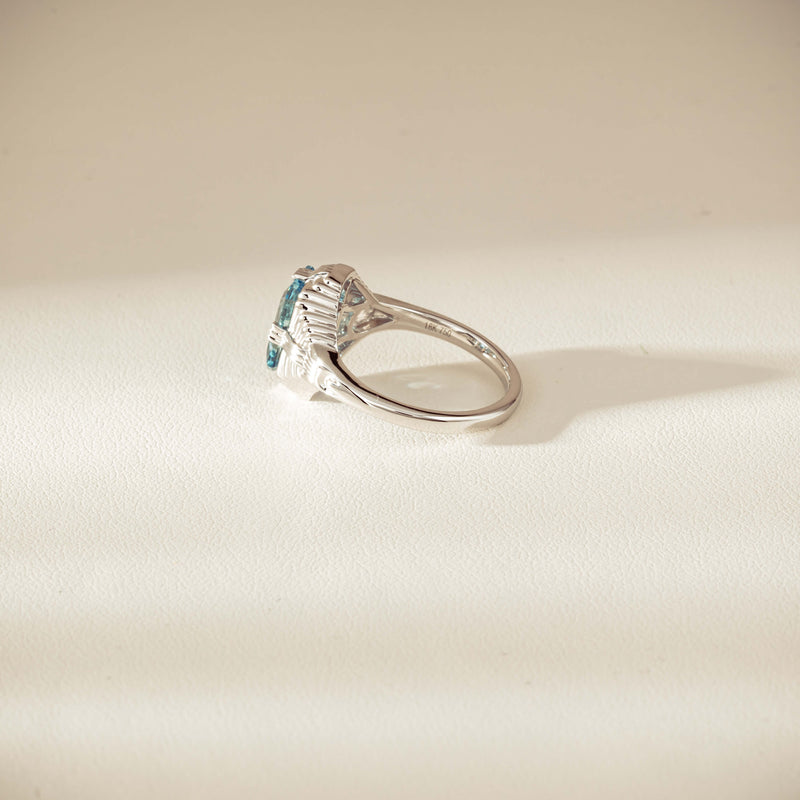 18ct White Gold 2.20ct Aquamarine Nile Ring - Ring - Walker & Hall