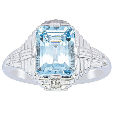 18ct White Gold 2.20ct Aquamarine Nile Ring-Ring-Walker & Hall