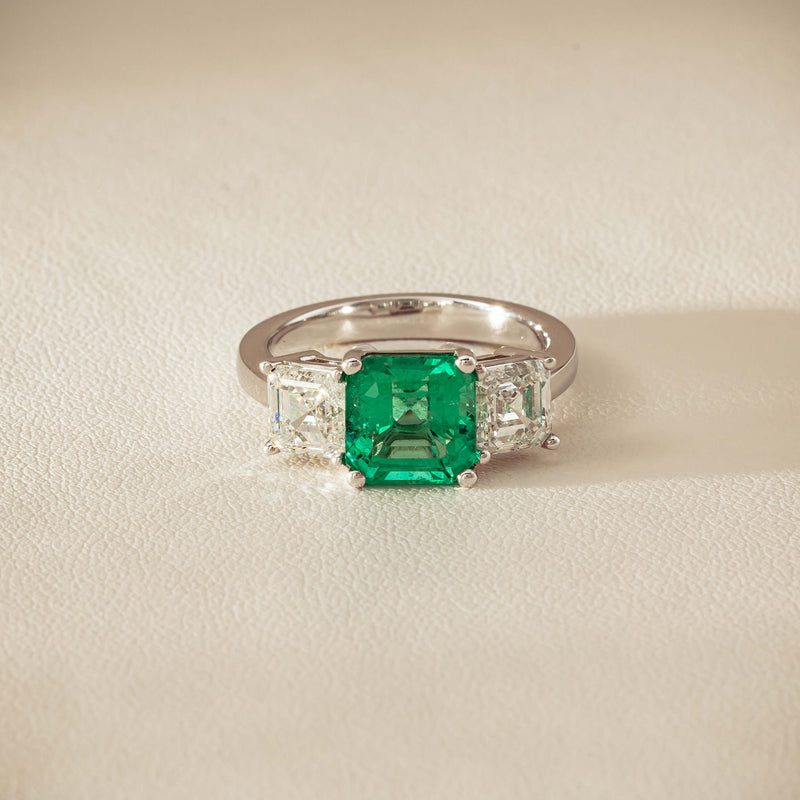 18ct White Gold 2.76ct Emerald & Diamond Odyssey Ring - Ring - Walker & Hall
