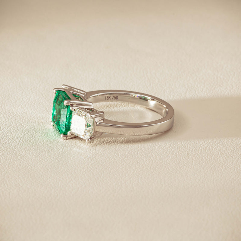 18ct White Gold 2.76ct Emerald & Diamond Odyssey Ring - Ring - Walker & Hall
