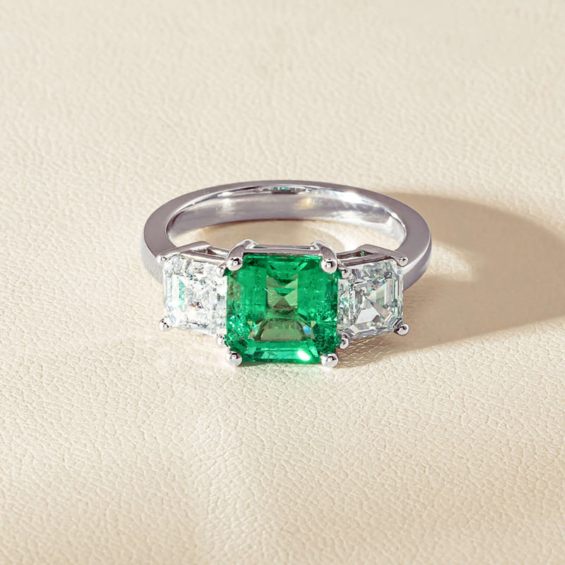 18ct White Gold 2.76ct Emerald & Diamond Odyssey Ring - Ring - Walker & Hall