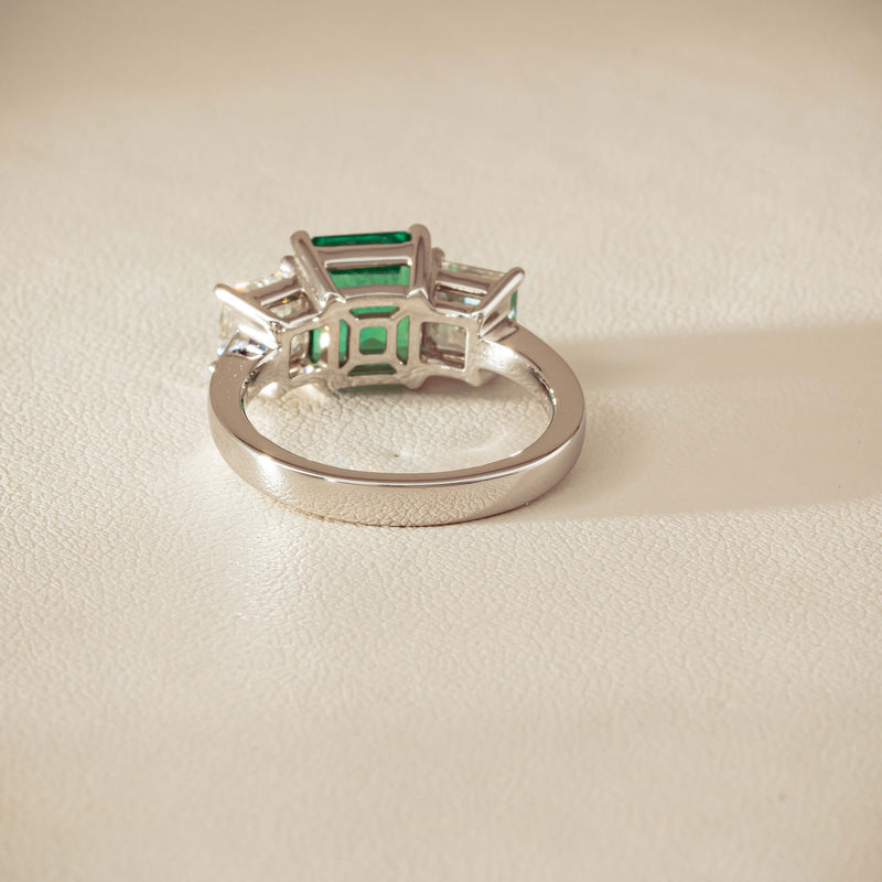 18ct White Gold 2.76ct Emerald & Diamond Odyssey Ring - Ring - Walker & Hall