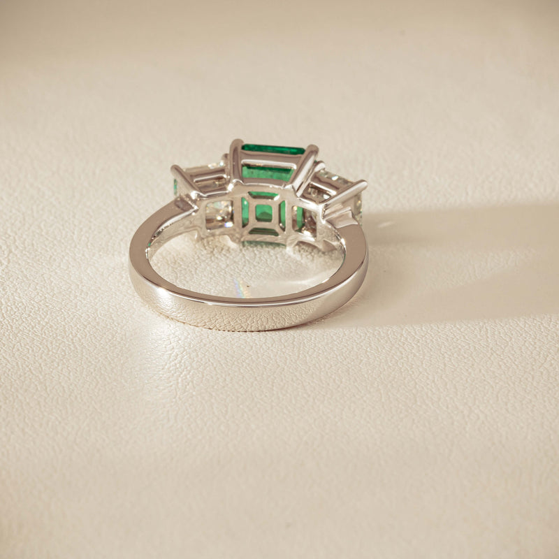 18ct White Gold 2.76ct Emerald & Diamond Odyssey Ring - Ring - Walker & Hall