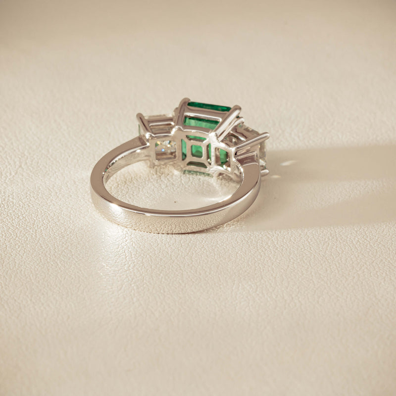 18ct White Gold 2.76ct Emerald & Diamond Odyssey Ring - Ring - Walker & Hall