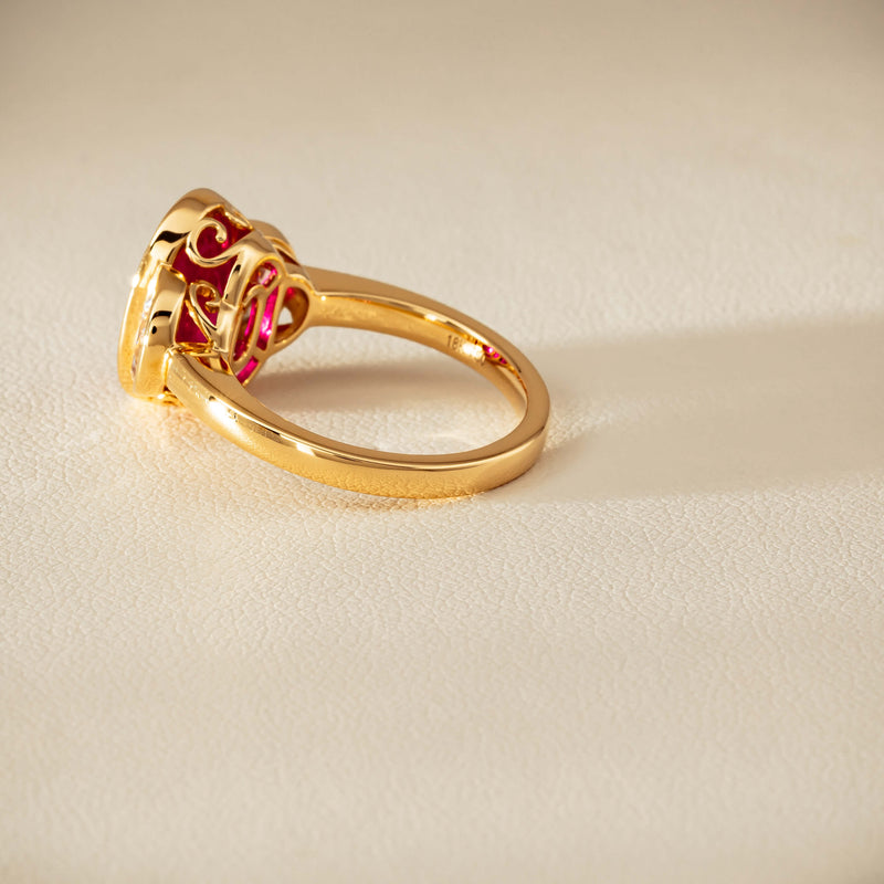 18ct Yellow Gold 4.18ct Oval Ruby & Diamond Ring - Ring - Walker & Hall