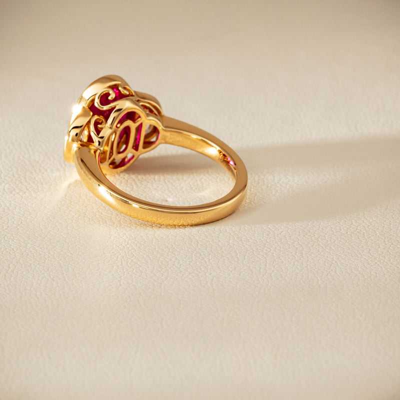 18ct Yellow Gold 4.18ct Oval Ruby & Diamond Ring - Ring - Walker & Hall