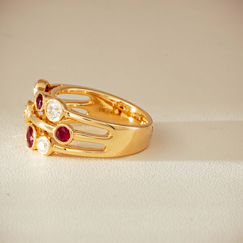 18ct Yellow Gold .69ct Ruby & Diamond Ring - Ring - Walker & Hall