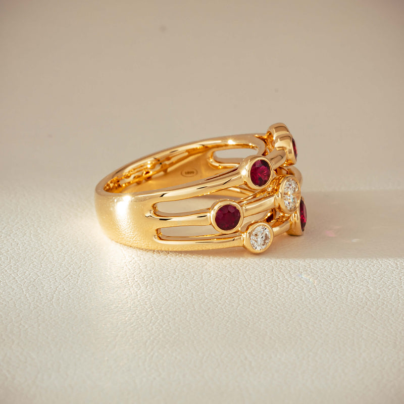 18ct Yellow Gold .69ct Ruby & Diamond Ring - Ring - Walker & Hall