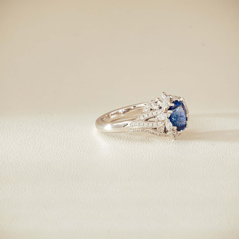 18ct White Gold 1.39ct Sapphire & Diamond Marcelle Ring - Ring - Walker & Hall