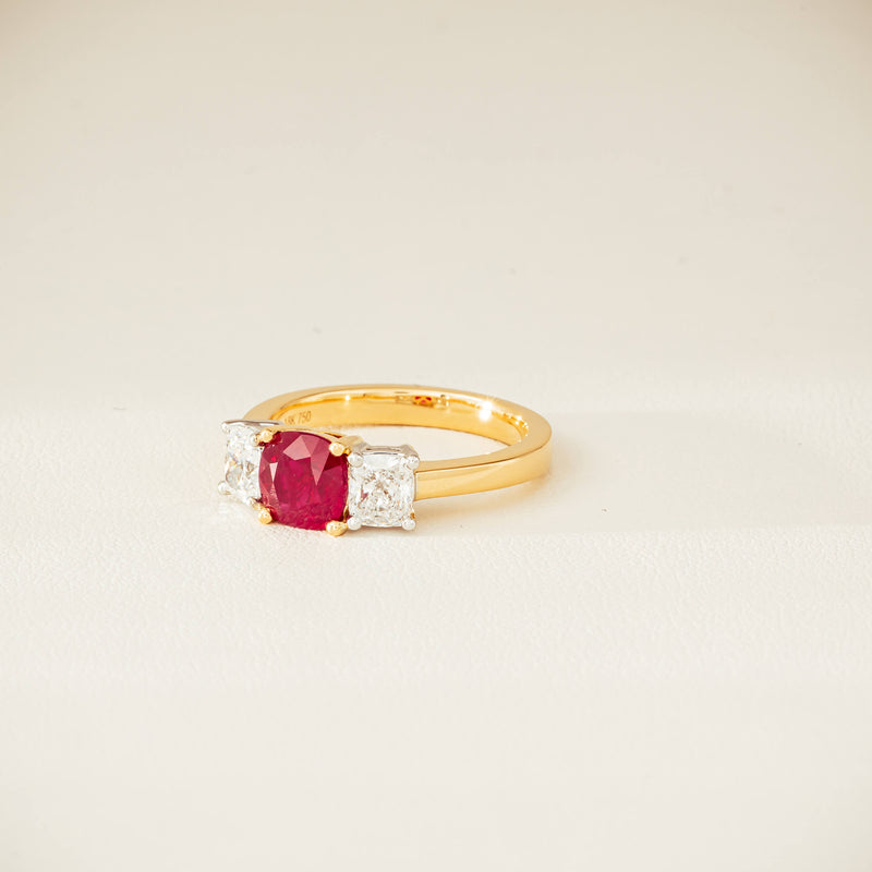 18ct Yellow Gold 1.54ct Ruby & Diamond Odyssey Ring - Ring - Walker & Hall