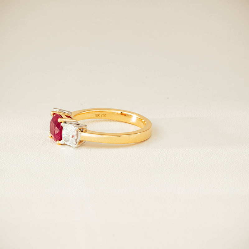 18ct Yellow Gold 1.54ct Ruby & Diamond Odyssey Ring - Ring - Walker & Hall