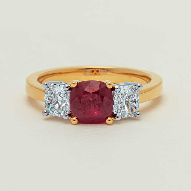 18ct Yellow Gold 1.54ct Ruby & Diamond Odyssey Ring - Ring - Walker & Hall