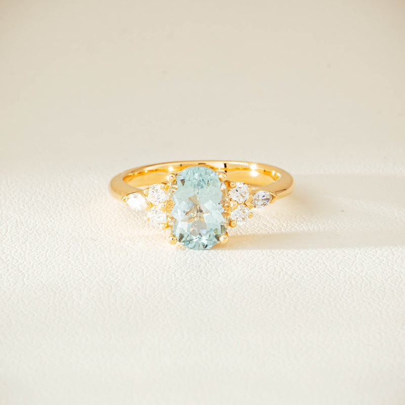 18ct Yellow Gold 1.65ct Aquamarine & Diamond Oriana Ring - Ring - Walker & Hall