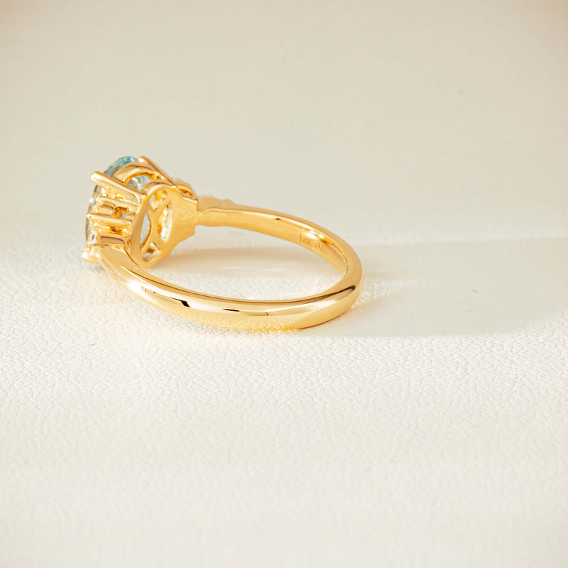 18ct Yellow Gold 1.65ct Aquamarine & Diamond Oriana Ring - Ring - Walker & Hall