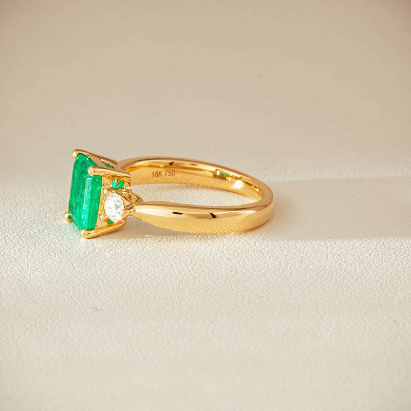 18ct Yellow Gold 1.94ct Emerald & Diamond Elysian Ring - Ring - Walker & Hall