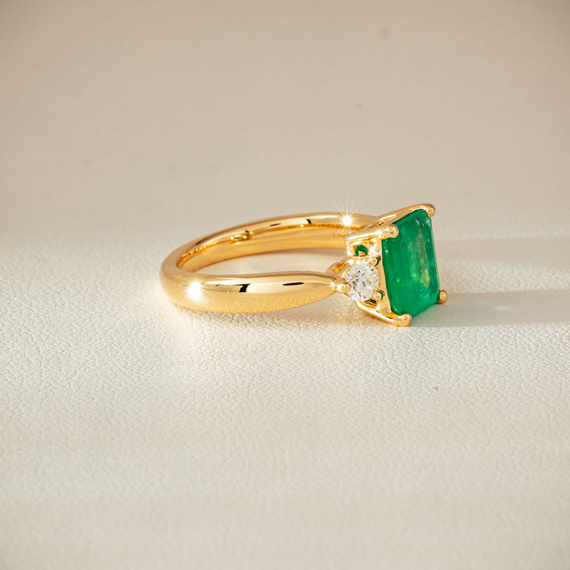 18ct Yellow Gold 1.94ct Emerald & Diamond Elysian Ring - Ring - Walker & Hall