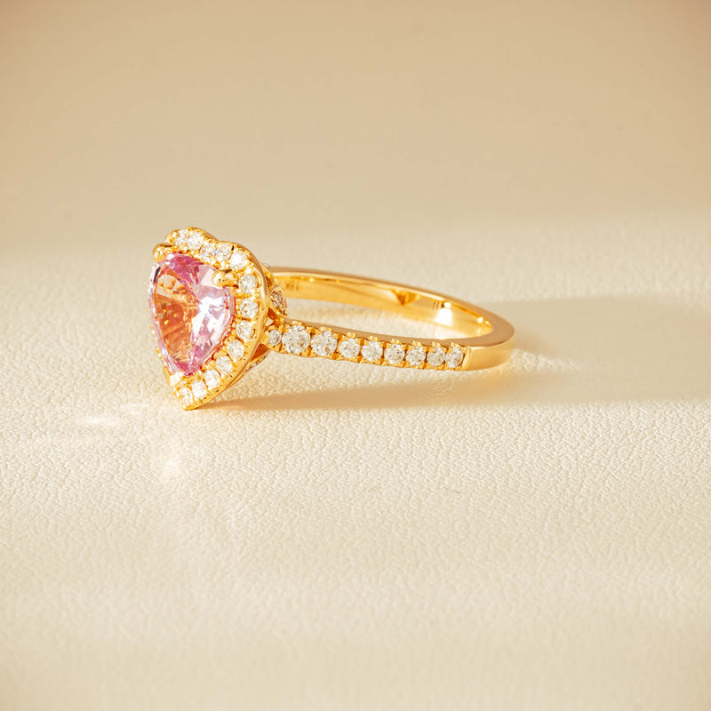 18ct Yellow Gold 2.01ct Pink Heart Sapphire & Diamond Sierra Ring - Ring - Walker & Hall