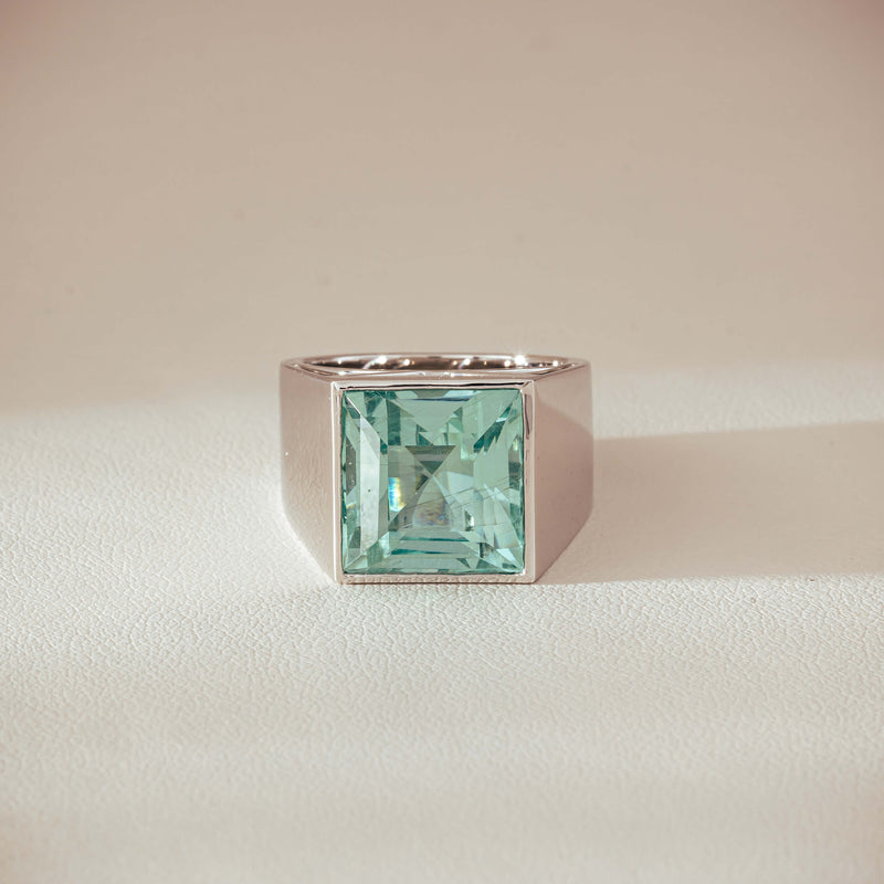 Platinum 9.65ct Aquamarine Flare Ring - Ring - Walker & Hall