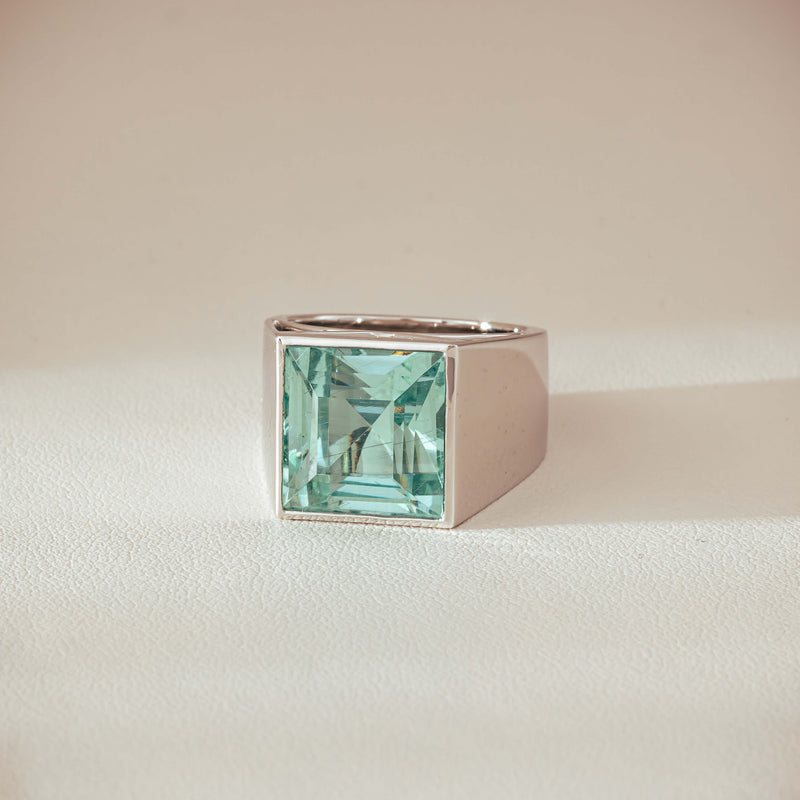 Platinum 9.65ct Aquamarine Flare Ring - Ring - Walker & Hall