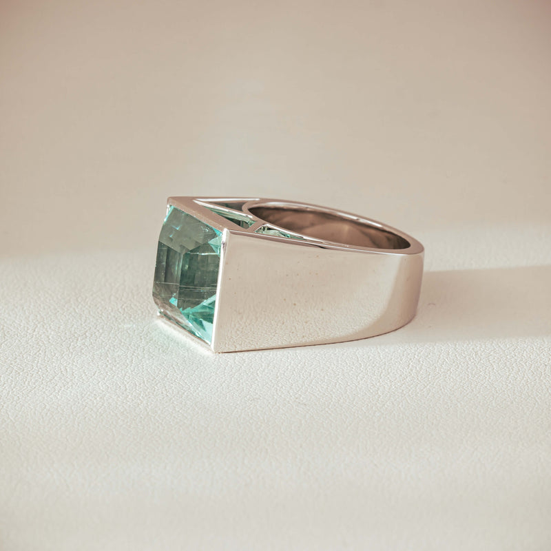 Platinum 9.65ct Aquamarine Flare Ring - Ring - Walker & Hall