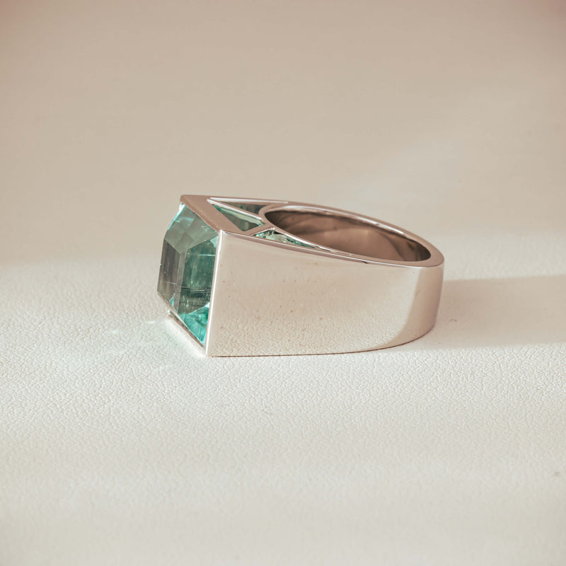 Platinum 9.65ct Aquamarine Flare Ring - Ring - Walker & Hall