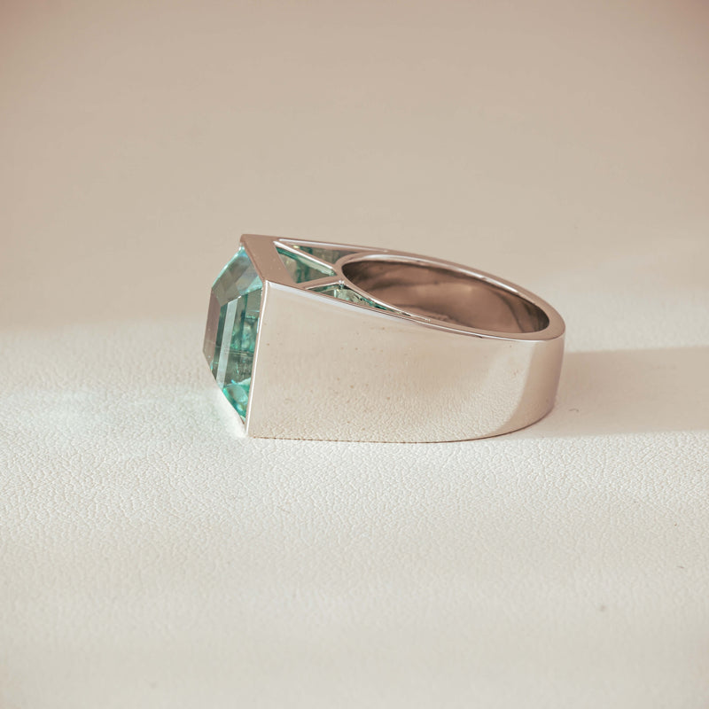 Platinum 9.65ct Aquamarine Flare Ring - Ring - Walker & Hall