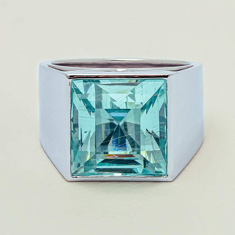 Platinum 9.65ct Aquamarine Flare Ring - Ring - Walker & Hall