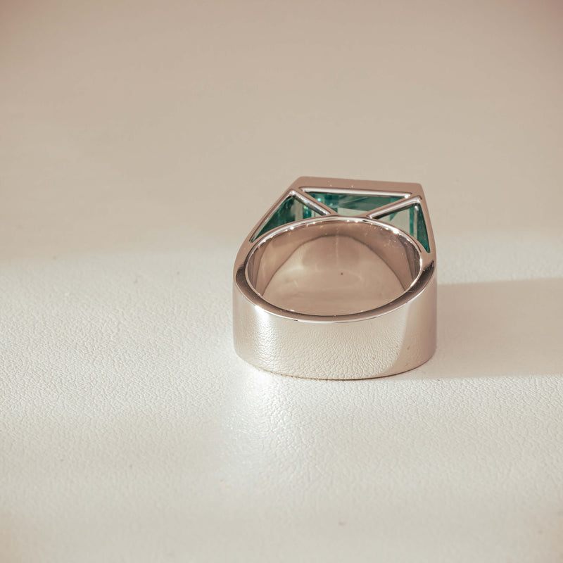 Platinum 9.65ct Aquamarine Flare Ring - Ring - Walker & Hall