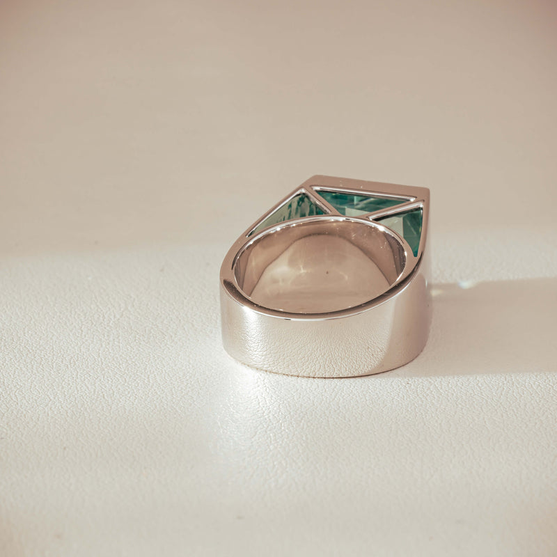 Platinum 9.65ct Aquamarine Flare Ring - Ring - Walker & Hall