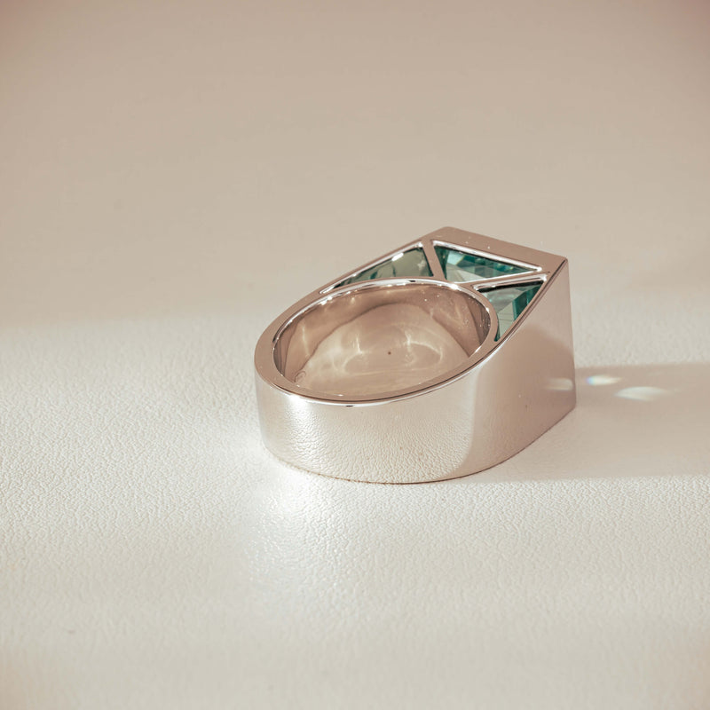 Platinum 9.65ct Aquamarine Flare Ring - Ring - Walker & Hall