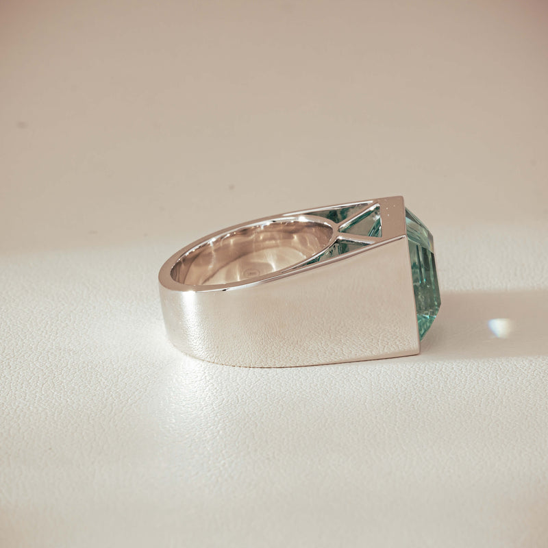 Platinum 9.65ct Aquamarine Flare Ring - Ring - Walker & Hall