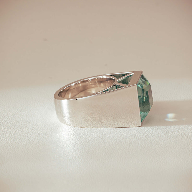 Platinum 9.65ct Aquamarine Flare Ring - Ring - Walker & Hall
