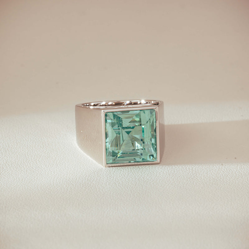 Platinum 9.65ct Aquamarine Flare Ring - Ring - Walker & Hall
