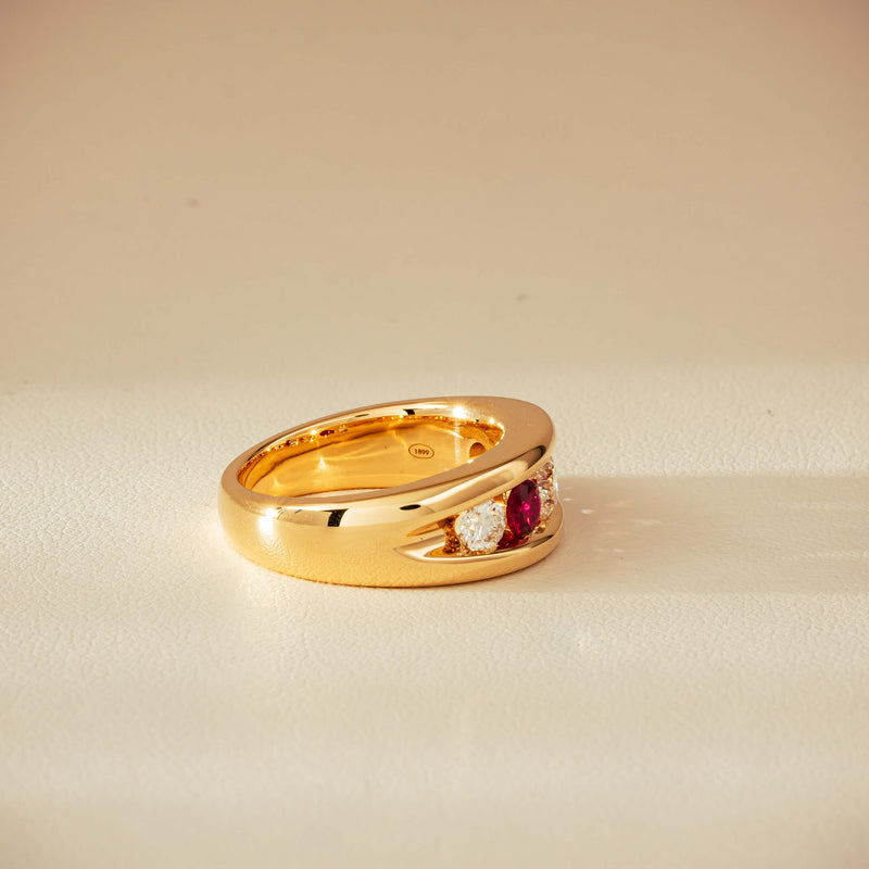 18ct Yellow Gold Ruby & Diamond Eugenie Ring - Ring - Walker & Hall