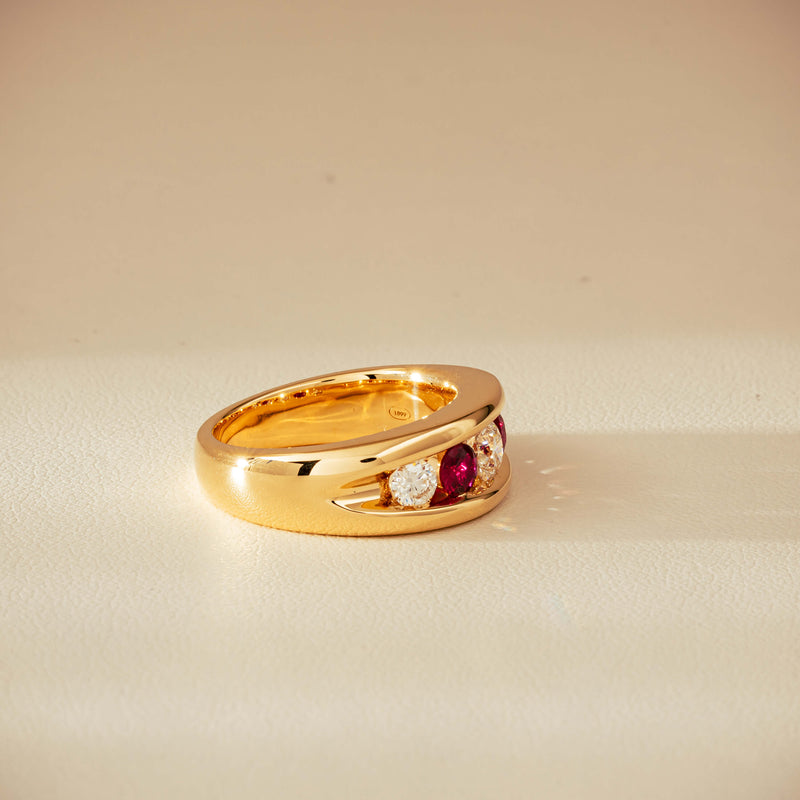 18ct Yellow Gold Ruby & Diamond Eugenie Ring - Ring - Walker & Hall