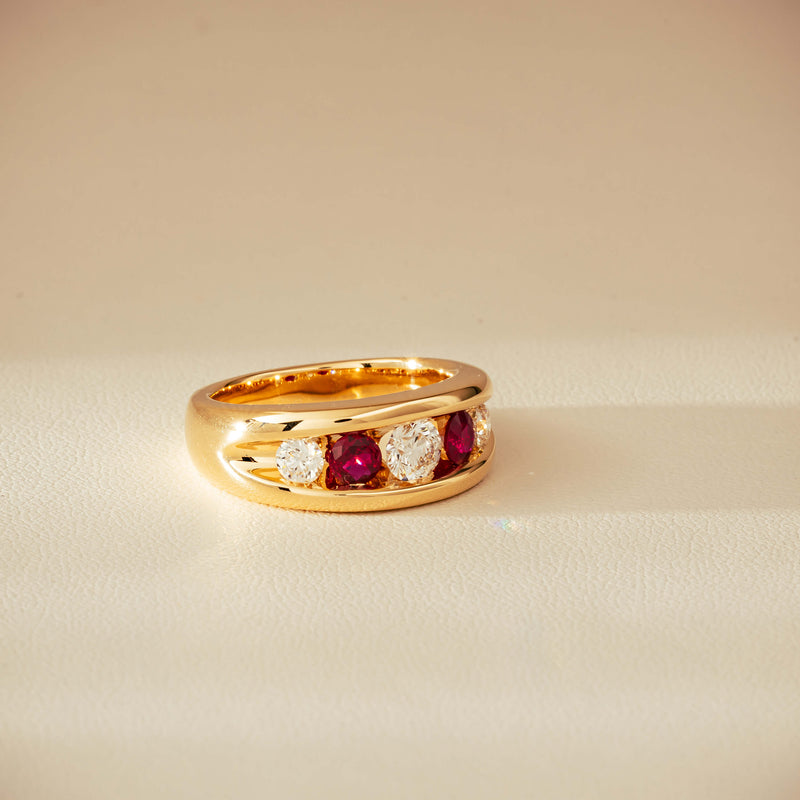 18ct Yellow Gold Ruby & Diamond Eugenie Ring - Ring - Walker & Hall
