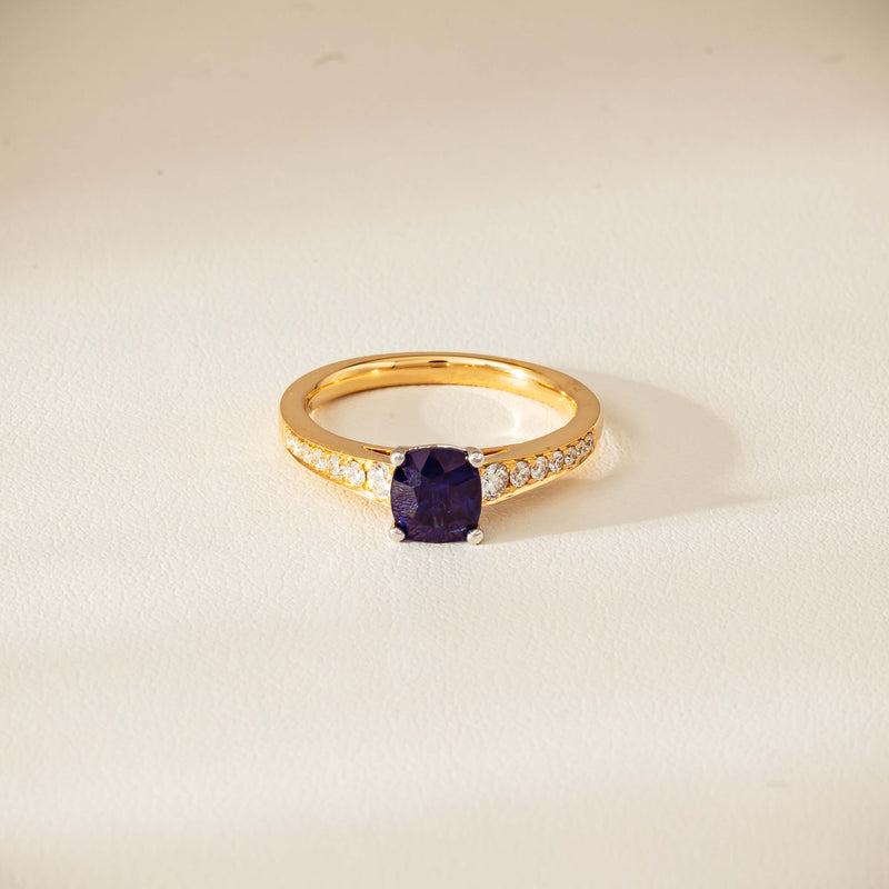 18ct Yellow Gold 1.55ct Sapphire & Diamond Vantage Ring - Ring - Walker & Hall