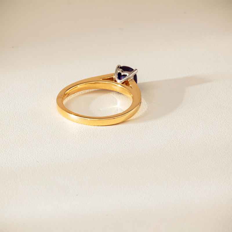 18ct Yellow Gold 1.55ct Sapphire & Diamond Vantage Ring - Ring - Walker & Hall
