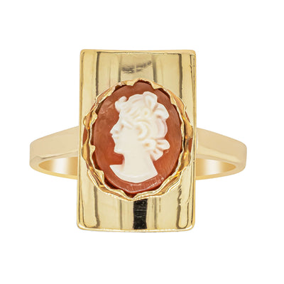 Deja Vu 9ct Yellow Gold Cameo Plaque Ring - Ring - Walker & Hall