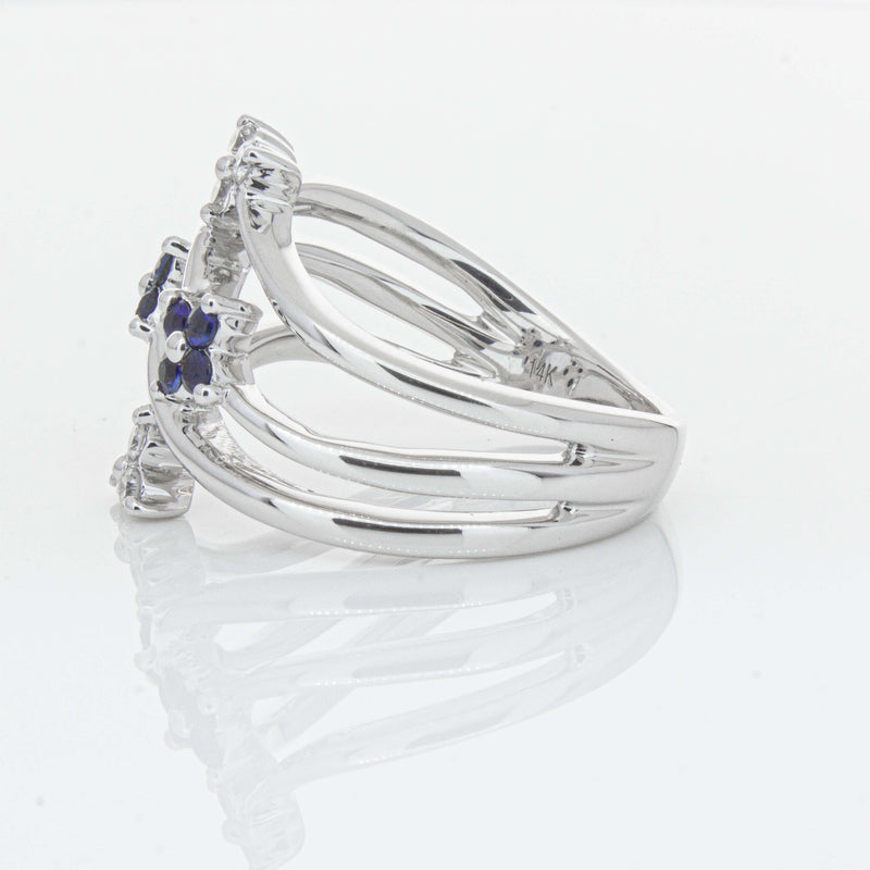 Deja Vu 14ct White Gold .24ct Sapphire & Diamond Floral Ring - Ring - Walker & Hall