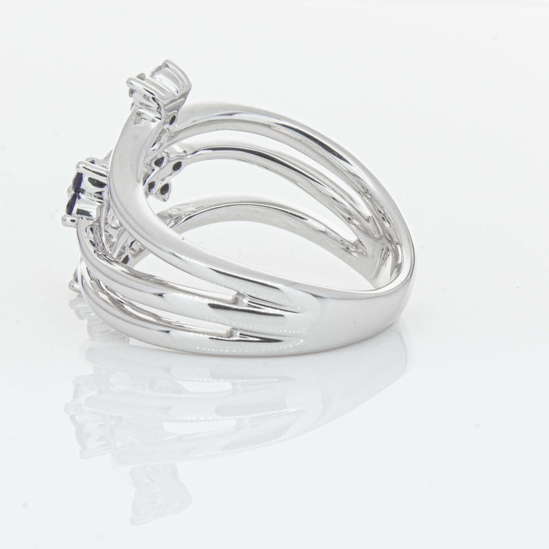 Deja Vu 14ct White Gold .24ct Sapphire & Diamond Floral Ring - Ring - Walker & Hall