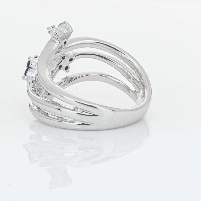 Deja Vu 14ct White Gold .24ct Sapphire & Diamond Floral Ring - Ring - Walker & Hall