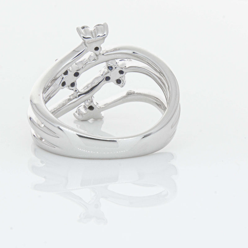 Deja Vu 14ct White Gold .24ct Sapphire & Diamond Floral Ring - Ring - Walker & Hall