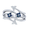 Deja Vu 14ct White Gold .24ct Sapphire & Diamond Floral Ring - Ring - Walker & Hall