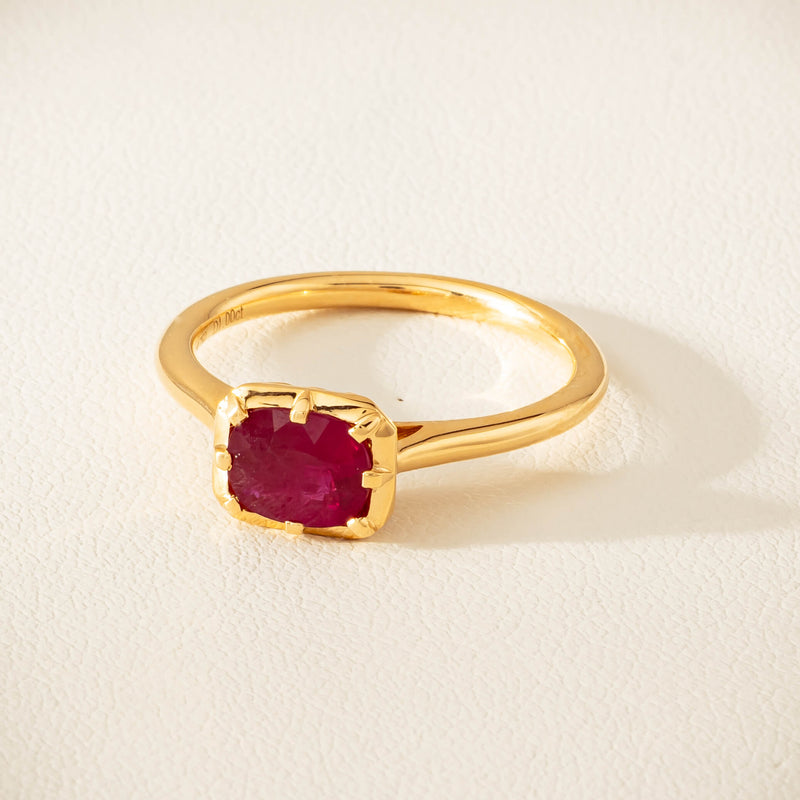 18ct Yellow Gold 1.02ct Ruby Solitaire Ring - Ring - Walker & Hall