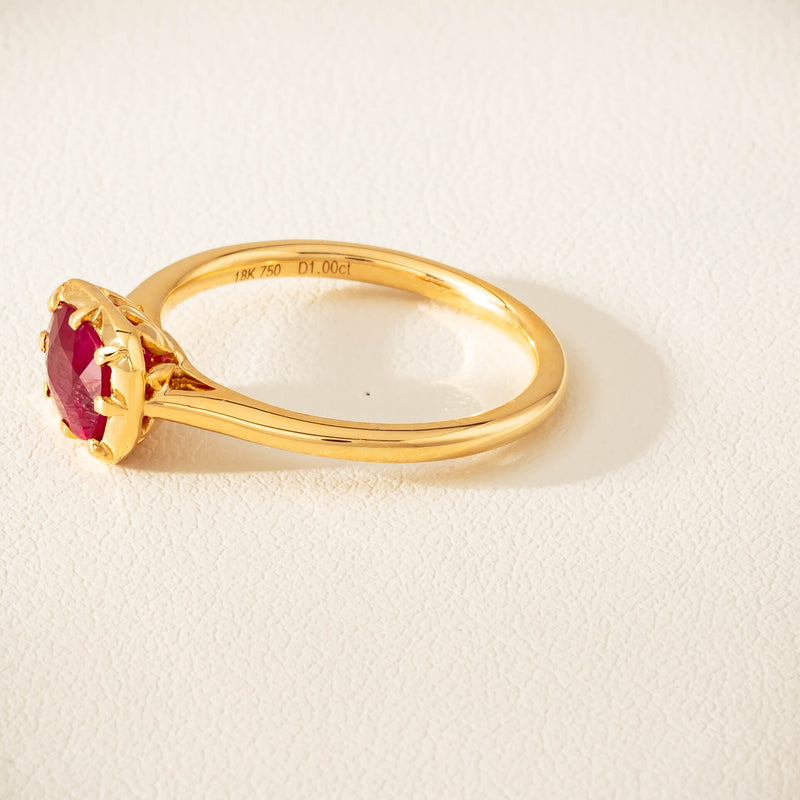 18ct Yellow Gold 1.02ct Ruby Solitaire Ring - Ring - Walker & Hall
