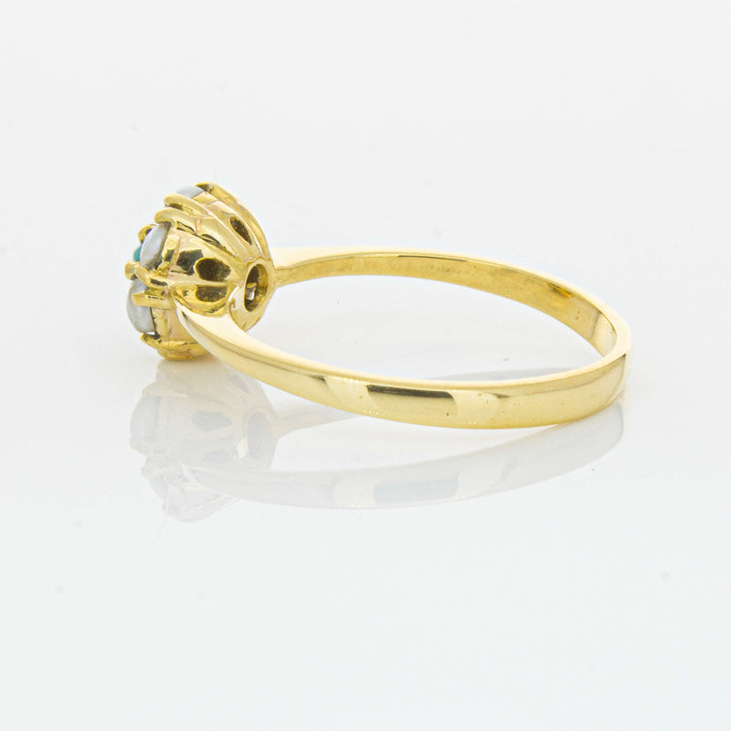 Deja Vu 18ct Yellow Gold Turquoise and Seed Pearl Ring - Ring - Walker & Hall