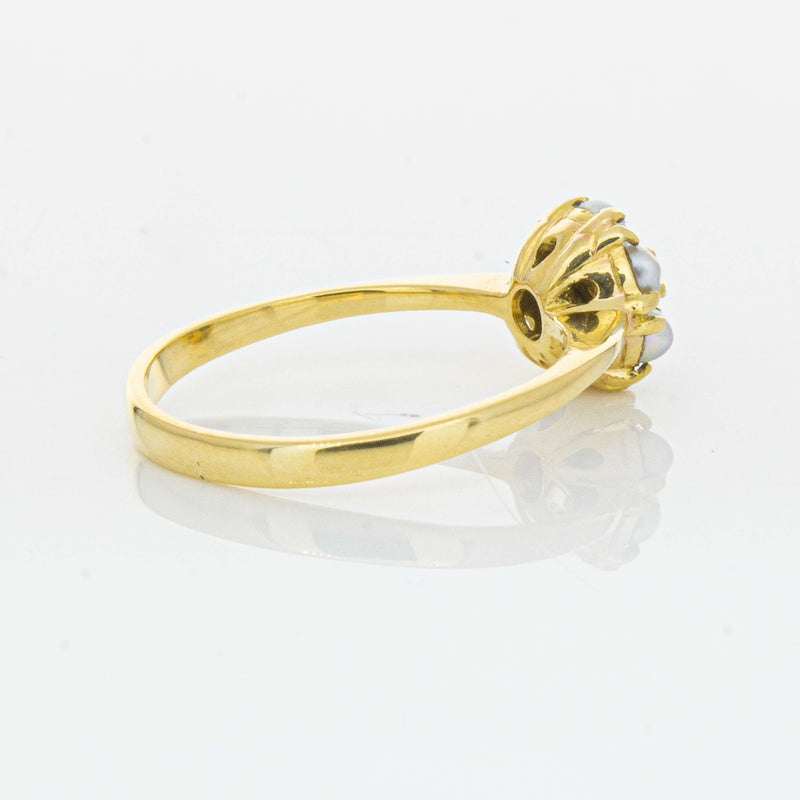 Deja Vu 18ct Yellow Gold Turquoise and Seed Pearl Ring - Ring - Walker & Hall