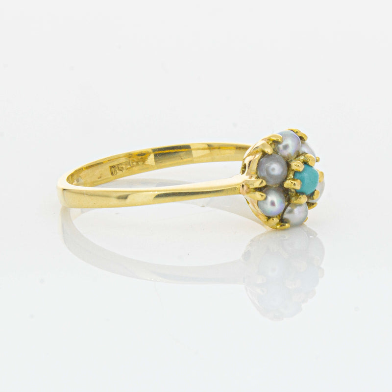 Deja Vu 18ct Yellow Gold Turquoise and Seed Pearl Ring - Ring - Walker & Hall