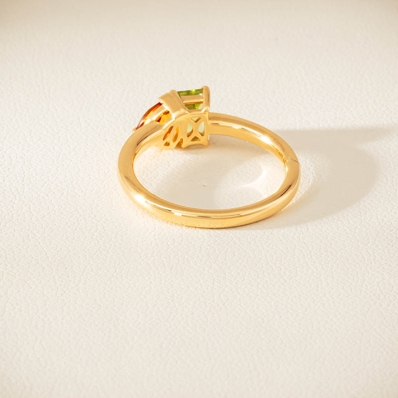 18ct Yellow Gold Peridot & Citrine Toi et Moi Ring - Ring - Walker & Hall